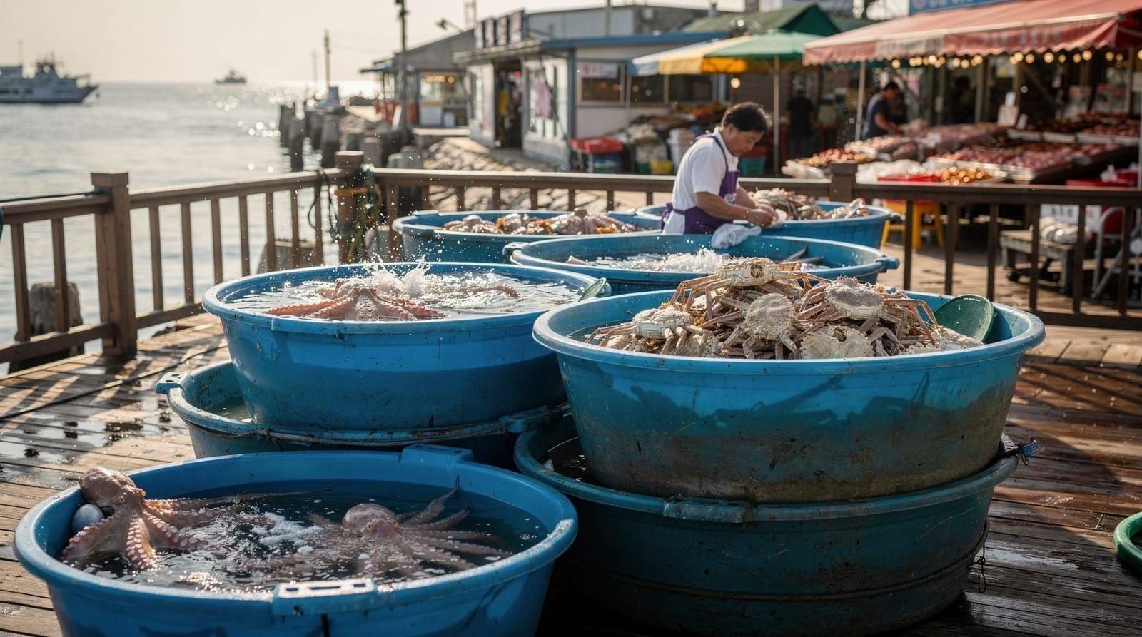 Dîner de fruits de mer à Wolmido : prises fraîches, coquillages grillés et vues sur le port